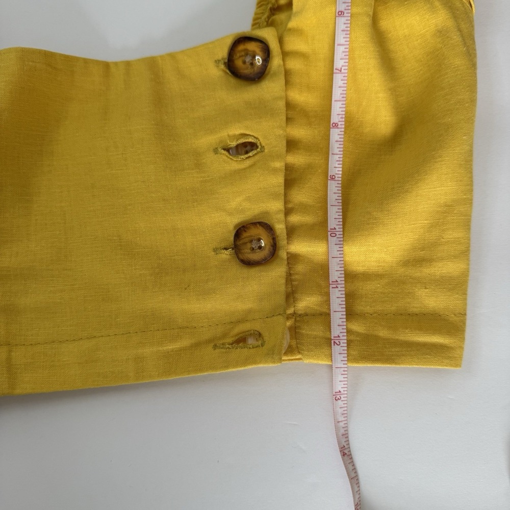 Urban Outfitters womens Set skirt and crop top Size XS Yellow Button Linen - Picture 8 of 10